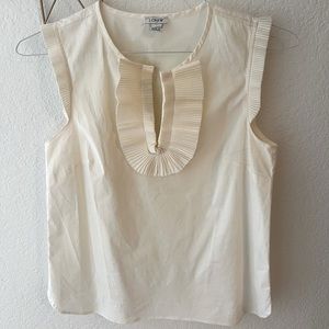 J Crew Cream/Off White Margot Ruffled Top